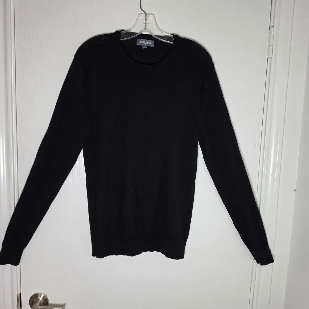 Bonobos Men's Extra Fine Merino Wool Sweater Black Size Medium Round neck